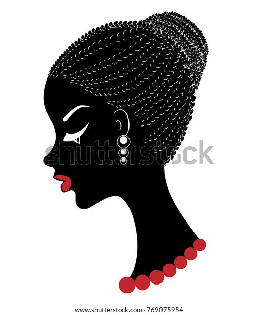 Profile Head Sweet Lady African American Vector De Stock Libre De Regalías 769075954