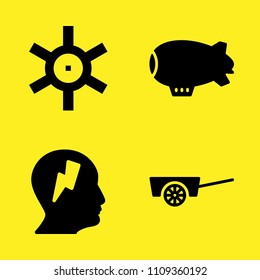 profile, helm, cart and zeppelin vector icon set. Sample icons set for web and graphic design
