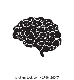 profile of human brain icon over white background, silhouette style, vector illustration