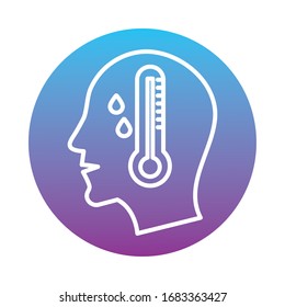 perfil humano con diseño de ilustración vectorial de tipo de bloqueo de fiebre y termómetro