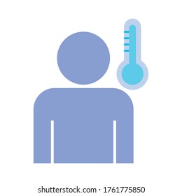Profil menschlich mit Fieber und Thermometer , flaches Vektorgrafik-Design