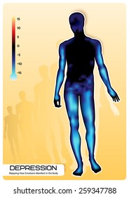 Profile of a human figure. Visual representation of emotions. Mapping How Emotions Manifest in the Body.