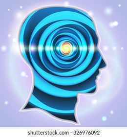 Profile of human head with a beautiful symbol of the pineal gland