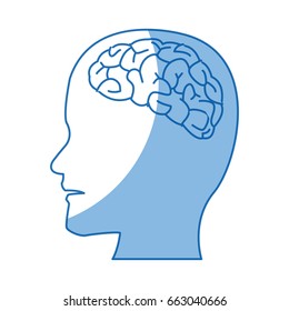 profile human head with brain anatomy