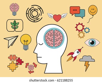 profile human head brain creative knowledge