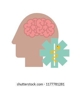 profile human head brain mental caduceus