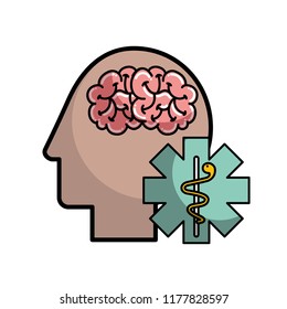 profile human head brain mental caduceus