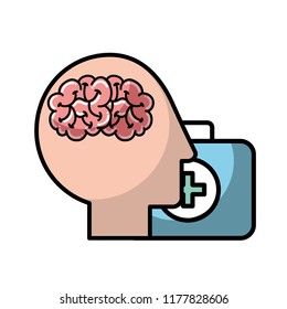 profile human head brain suitcase medical aid