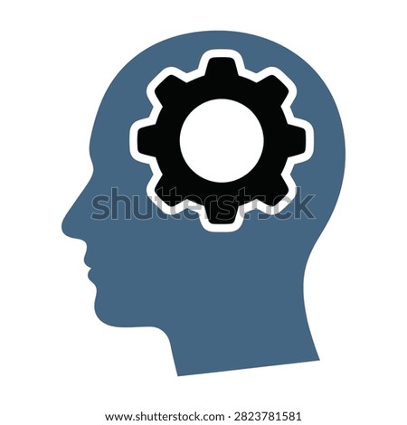 Profile of a human head with a cogwheel inside symbolizing ideas and innovation thinking concept