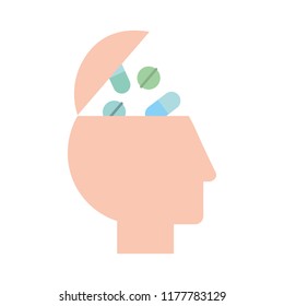 profile human head filled pills medication