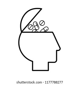 profile human head filled pills medication
