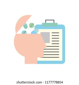 profile human pills medicine clipboard medical report