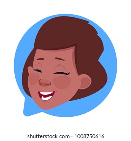 Profile Icon African American Female Head In Chat Bubble Isolated, Woman Avatar Cartoon Character Portrait Flat Vector Illustration