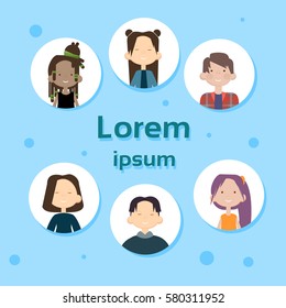 Profile Icon Avatar Image Group Casual People Big Crowd Diverse Ethnic Mix Race Banner Flat Vector illustration