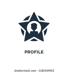 Profile icon. Black filled vector illustration. Profile symbol on white background. Can be used in web and mobile.