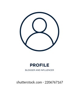 profile icon from blogger and influencer collection. Thin linear profile, person, male outline icon isolated on white background. Line vector profile sign, symbol for web and mobile