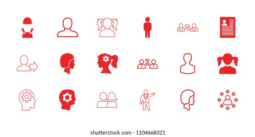 Profile icon. collection of 18 profile filled and outline icons such as girl, woman face with flower in hair, face, man. editable profile icons for web and mobile.