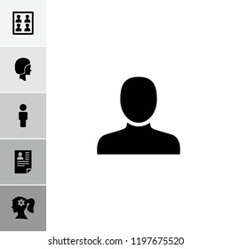 Profile icon. collection of 6 profile filled icons such as man, woman face with flower in hair, user, photo for passport, face. editable profile icons for web and mobile.