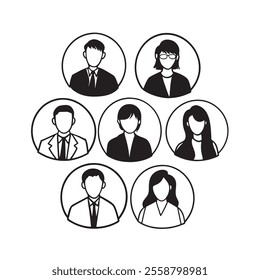 Profile icon collection. Set of avatar icons featuring male and female head silhouettes, Vector design