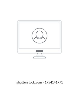 Profile Icon in computer. Online profile line icon.