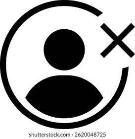 Profile icon with cross mark. profile photo symbol. person sign. user symbol
