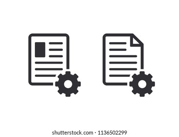 Profile icon. Document icon. Profile setup. Settings system file. Document setup. Paper icon. Vector icons. Office documents. File sharing. Prepare document. Personal document. Options icons. Edit 