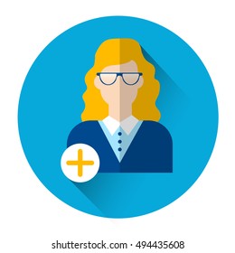 Profile Icon Female Avatar Business Woman Portrait Flat Vector Illustration