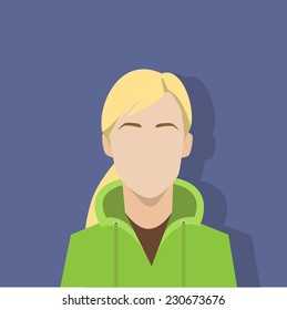 profile icon female avatar woman portrait casual person silhouette face flat design vector