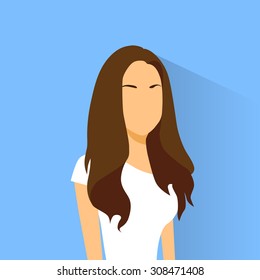 Profile Icon Female Avatar Woman Portrait Casual Person Silhouette Face Flat Design Vector Illustration