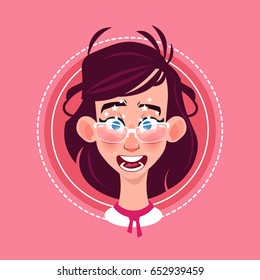 Profile Icon Female Emotion Avatar, Woman Cartoon Portrait Surprised Face Flat Vector Illustration