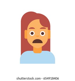 Profile Icon Female Emotion Avatar, Woman Cartoon Portrait Shocked Face Vector Illustration