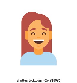 Profile Icon Female Emotion Avatar, Woman Cartoon Portrait Happy Smiling Face Laugh Vector Illustration