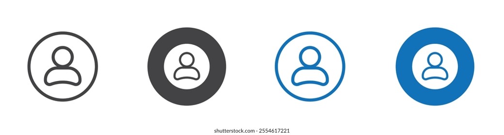 Profile icon in four different editable styles with a person head