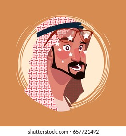 Profile Icon Indian Male Emotion Avatar, Man Cartoon Portrait Face See Stars Dizzy Flat Vector Illustration
