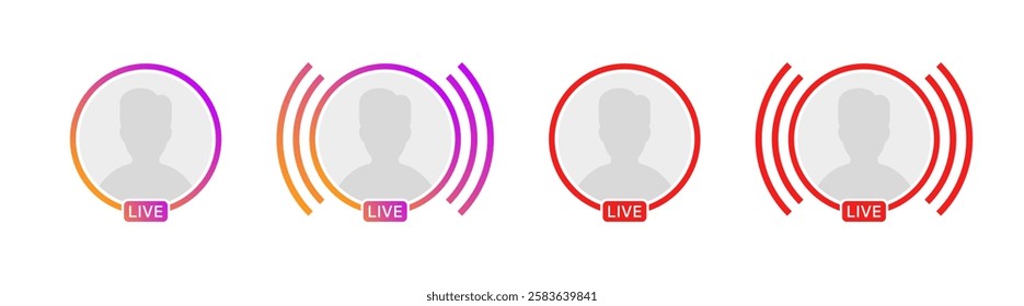 Profile icon live icons. Flat style. Vector icons.