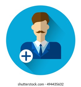 Profile Icon Male Avatar Business Man Portrait Flat Vector Illustration