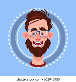 Profile Icon Male Emotion Avatar, Man Cartoon Portrait Surprised Face Flat Vector Illustration