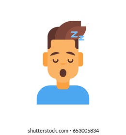 Profile Icon Male Emotion Avatar, Man Cartoon Portrait Sleeping Face Vector Illustration