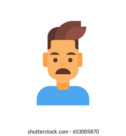Profile Icon Male Emotion Avatar, Man Cartoon Portrait Shocked Face Vector Illustration