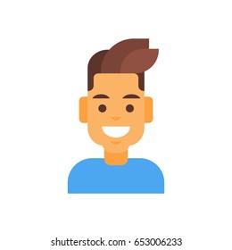 Profile Icon Male Emotion Avatar, Man Cartoon Portrait Happy Smiling Face Vector Illustration