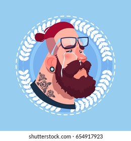 Profile Icon Male Emotion Avatar, Hipster Man Cartoon Portrait Crying Face Flat Vector Illustration