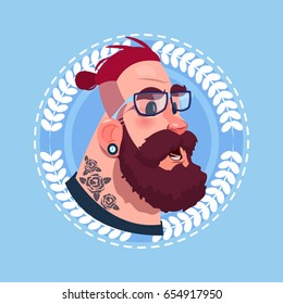 Profile Icon Male Emotion Avatar, Hipster Man Cartoon Portrait Shocked Face Flat Vector Illustration