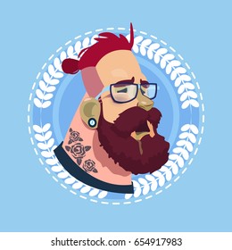Profile Icon Male Emotion Avatar, Hipster Man Cartoon Portrait Feeling Sick Face Flat Vector Illustration