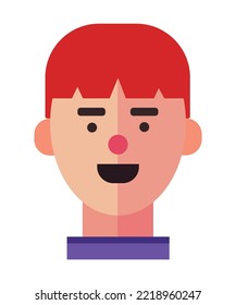 Profile Icon Male Head. Face Flat Design Vector Illustration. Perfect for coloring book, textiles, icon, web, painting, books, t-shirt print. 