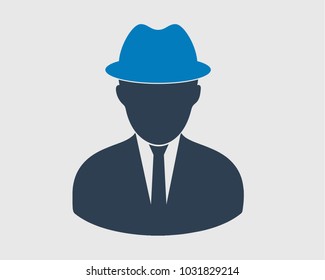 Profile Icon. Man Symbol with cap on gray background. 