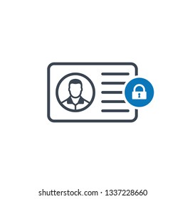 Profile icon with padlock sign. Profile icon and security, protection, privacy symbol. Vector illustration