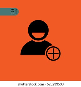 Profile icon and plus - vector illustration