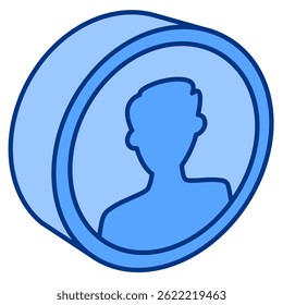 Profile icon represented by Simple Profile icon Blue style.