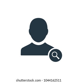 Profile icon with research sign. Profile icon and explore, find, inspect symbol. Vector icon