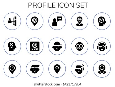 profile icon set. 15 filled profile icons.  Collection Of - Network, Mind, Placeholder, User, Avatar, Woman